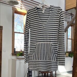 Sperry Navy and White Striped Hooded Coverup